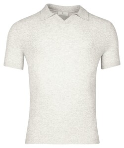 Thomas Maine Knitted No Buttons Collar Short Sleeve Melange Polo Licht Grijs