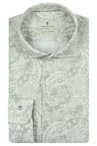 Thomas Maine Linen Fantasy Paisley Roma Modern Kent Shirt Sand