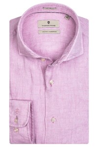 Thomas Maine Linen Herringbone Shirt Pink
