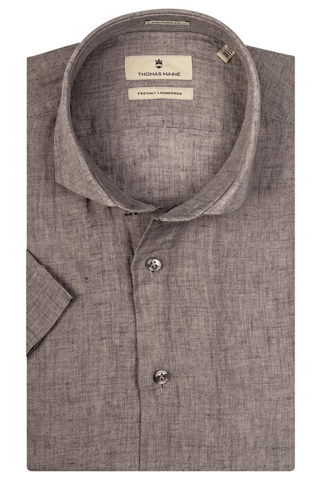 Thomas Maine Linen Melange Modern Kent Shirt Grey