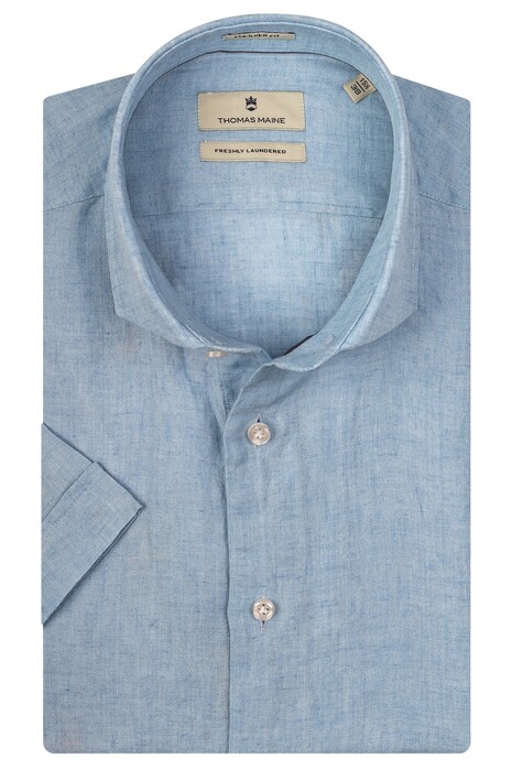 Thomas Maine Linen Melange Modern Kent Shirt Light Blue