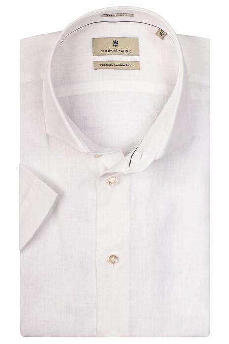 Thomas Maine Linen Melange Modern Kent Shirt Optical White