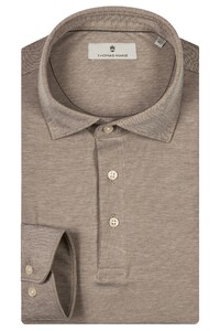 Thomas Maine Long Sleeve Hyper Jersey Poloshirt Brown
