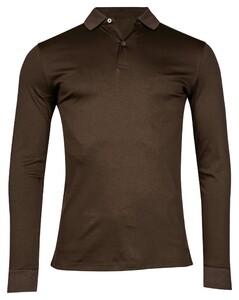 Thomas Maine Long Sleeve Liquid Cotton Uni Color Polo Donker Bruin