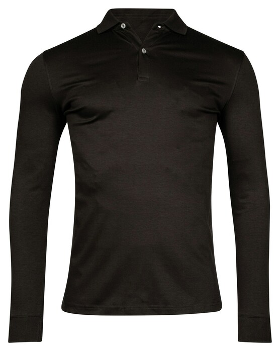 Thomas Maine Long Sleeve Liquid Cotton Uni Color Poloshirt Black