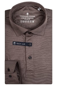 Thomas Maine Long Sleeve Luxury Comfort Wool Polo Greige