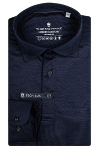Thomas Maine Long Sleeve Luxury Comfort Wool Poloshirt Dark Navy