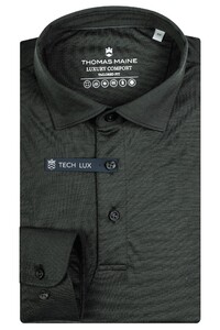 Thomas Maine Long Sleeve Luxury Comfort Wool Poloshirt Dark Olive