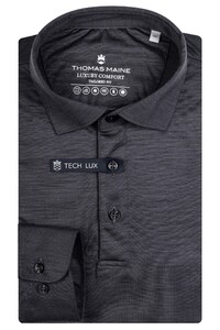 Thomas Maine Long Sleeve Luxury Comfort Wool Poloshirt Dark Silver