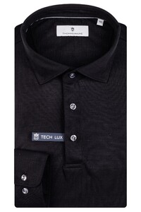 Thomas Maine Long Sleeve Merino Wool Jersey Poloshirt Black