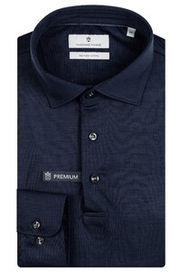 Thomas Maine Long Sleeve Merino Wool Jersey Poloshirt Indigo