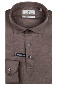 Thomas Maine Long Sleeve Merino Wool Jersey Poloshirt Taupe