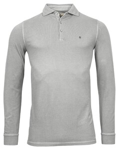 Thomas Maine Long Sleeves Pique Pigment Dyed Poloshirt Extra Light Grey Melange