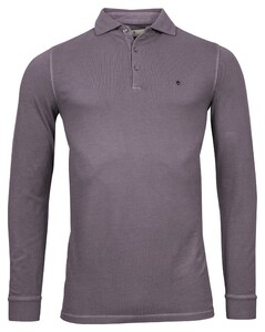 Thomas Maine Long Sleeves Pique Pigment Dyed Poloshirt Lavender Grey