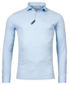 Thomas Maine Longsleeve Tech Pique Uni Poloshirt Light Blue