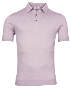 Thomas Maine Luxury Polo Pullover Short Sleeve Merino Wool Single Knit Zacht Lila