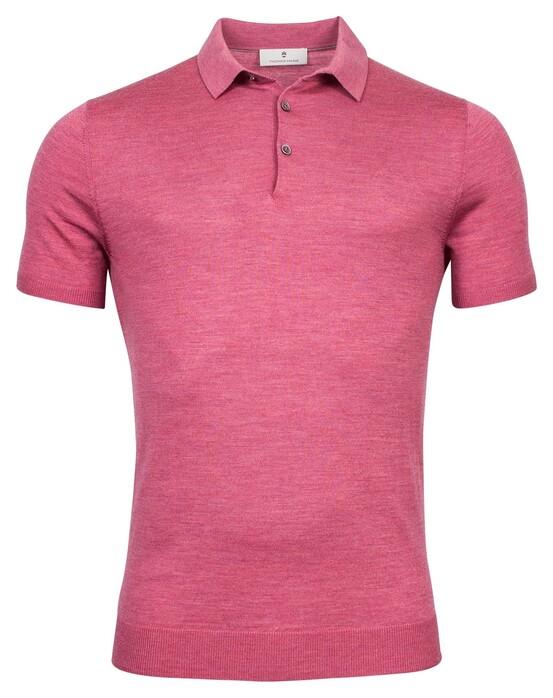 Thomas Maine Merino Buttons Uni Single Knit Pullover Pink