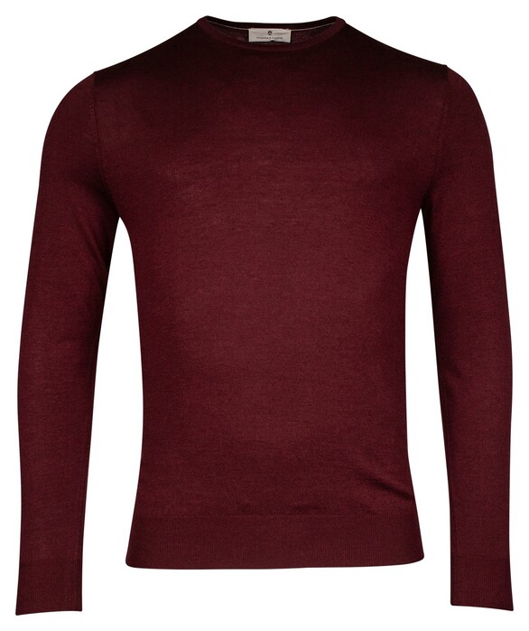 Thomas Maine Merino Crew Neck Single Knit Pullover Bordeaux Melange