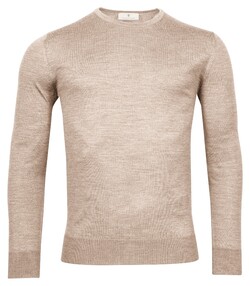 Thomas Maine Merino Crew Neck Single Knit Pullover Light Beige Melange