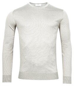 Thomas Maine Merino Crew Neck Single Knit Trui Licht Grijs Melange