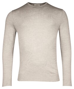 Thomas Maine Merino Crew Neck Single Knit Trui Licht Grijs Melange