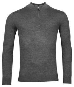 Thomas Maine Merino Half Zip Single Knit Pullover Anthracite Melange