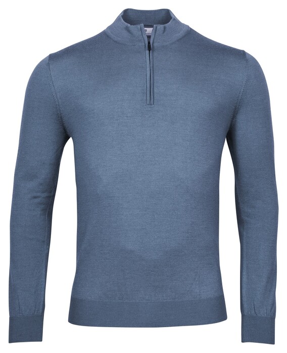 Thomas Maine Merino Half Zip Single Knit Pullover Storm Sky