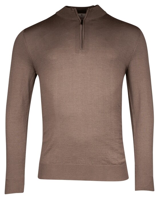 Thomas Maine Merino Half Zip Single Knit Pullover Taupe