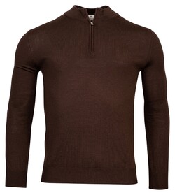 Thomas Maine Merino Half Zip Single Knit Trui Bruin