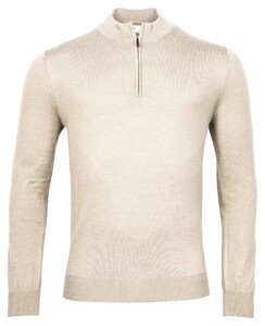 Thomas Maine Merino Half Zip Single Knit Trui Ecru Melange