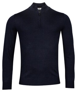 Thomas Maine Merino Half Zip Single Knit Trui Navy