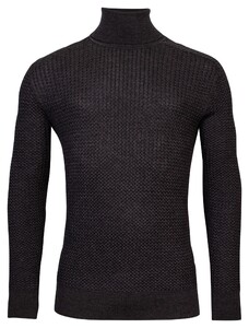 Thomas Maine Merino High Neck Allover Structure Knit Pullover Anthracite Grey
