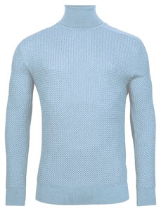 Thomas Maine Merino High Neck Allover Structure Knit Pullover Light Blue