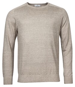 Thomas Maine Merino Linen Crew Neck Pullover Beige