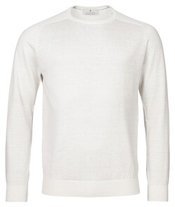 Thomas Maine Merino Linen Crew Neck Pullover Ecru