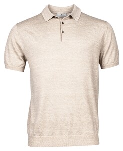 Thomas Maine Merino Linen Polo Collar Knit Pullover Beige