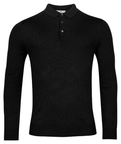 Thomas Maine Merino Pullover Polo Single Knit Black