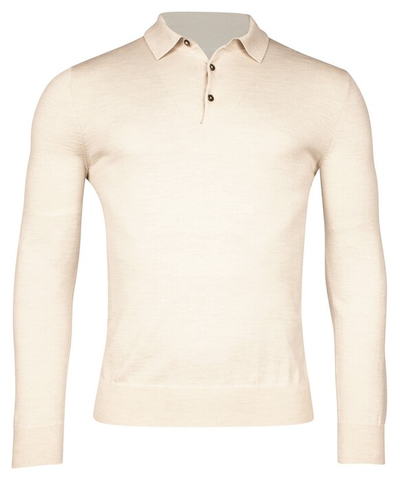 Thomas Maine Merino Pullover Polo Single Knit Ecru Melange