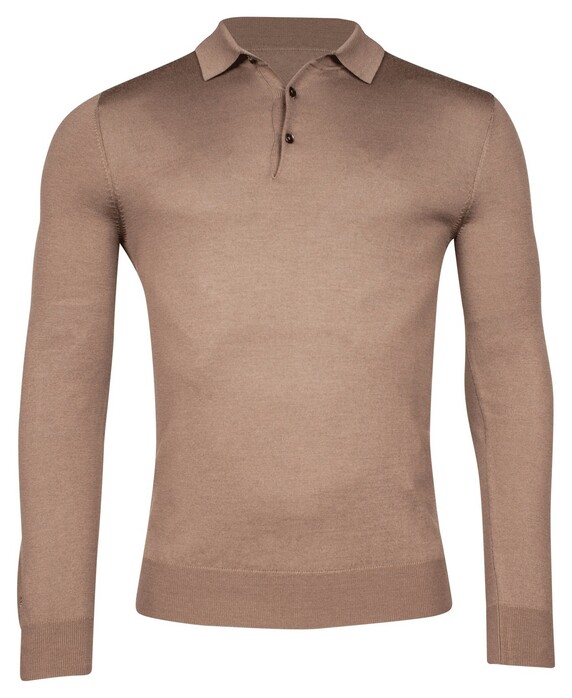 Thomas Maine Merino Pullover Polo Single Knit Taupe