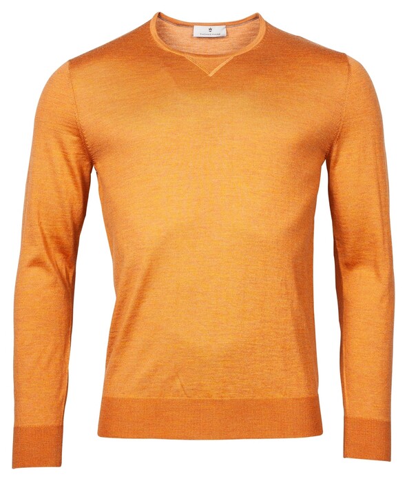 Thomas Maine Merino Uni Crew Neck Pullover Gold Orange