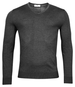 Thomas Maine Merino V-Neck Single Knit Pullover Anthracite Melange