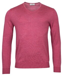 Thomas Maine Merino V-Neck Single Knit Pullover Pink