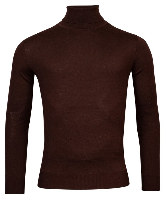 Thomas Maine Merino Wool Rollneck Single Knit Pullover Brown