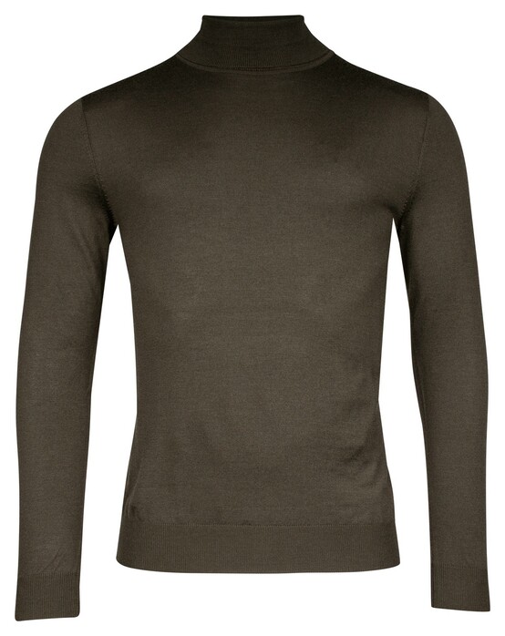 Thomas Maine Merino Wool Rollneck Single Knit Pullover Dark Olive