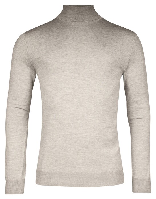 Thomas Maine Merino Wool Rollneck Single Knit Pullover Extra Light Grey Melange