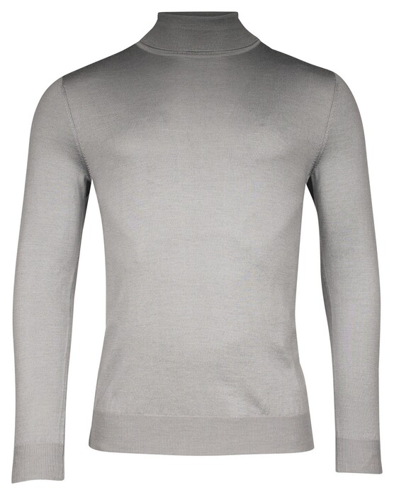 Thomas Maine Merino Wool Rollneck Single Knit Pullover Greyblue