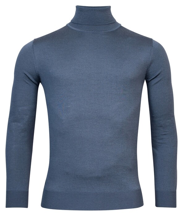 Thomas Maine Merino Wool Rollneck Single Knit Pullover Storm Sky