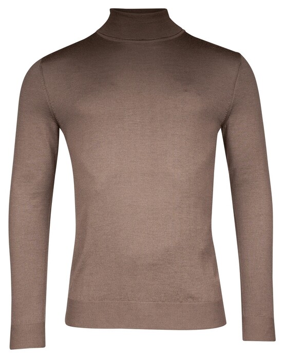 Thomas Maine Merino Wool Rollneck Single Knit Pullover Taupe