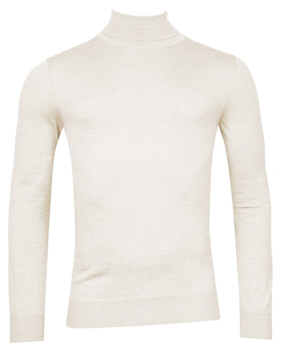 Thomas Maine Merino Wool Rollneck Single Knit Trui Ecru Melange