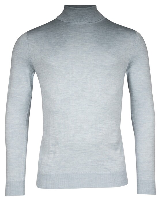 Thomas Maine Merino Wool Rollneck Single Knit Trui Licht Blauw Melange